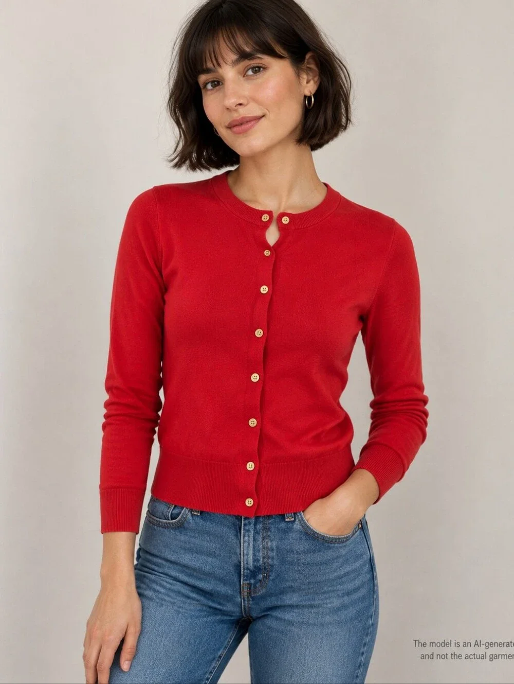 J.Crew Cardigan XS Red Cotton Button Front Preppy Classiccore Minimalist